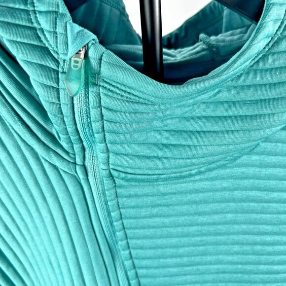 Brooks Women’s Quilted Hoodie Zip Up Jacket Teal Size M Medium - Picture 4 of 6